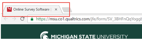 screenshot highlighting the survey title displayed in a browser tab bar
